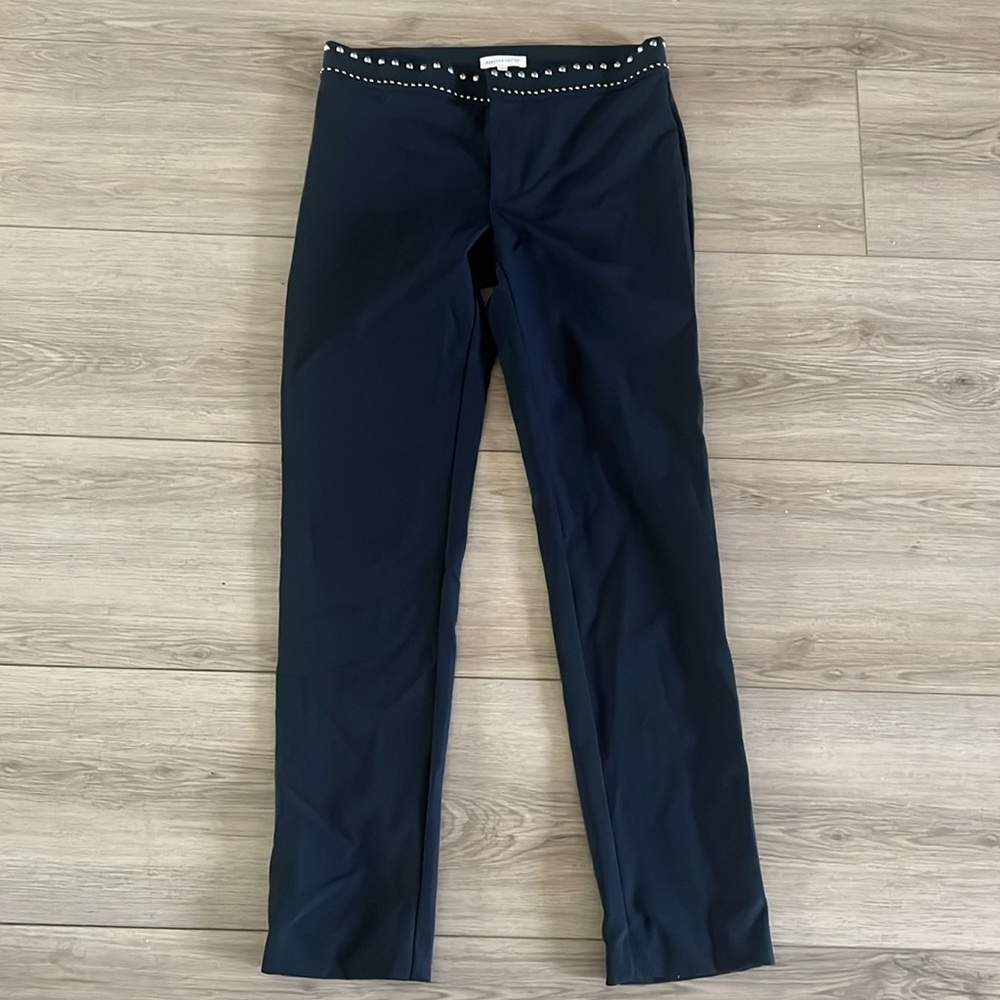 REBECCA TAYLOR Black Studded Techy Pants Size 4 Tapered Leg